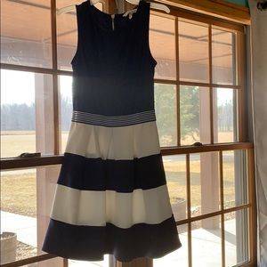 Blue and white dress